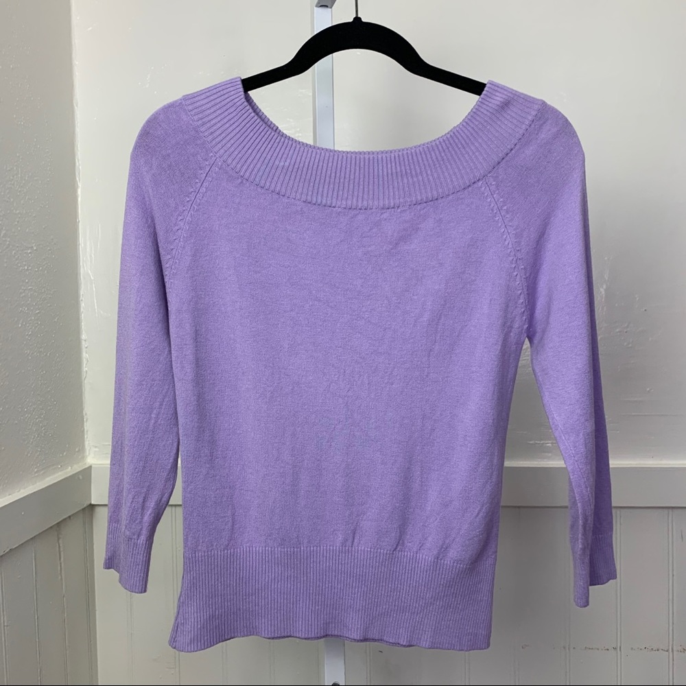 J.J. Basics Knit Lilac Off Shoulder Sweater | M